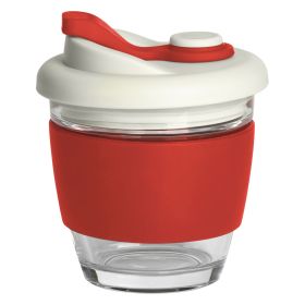 GUSTO, čaša sa silikonskim držačem, 250 ml, crvena