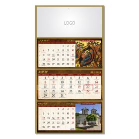 MANASTIRI 08, zidni kalendar: 3 x 12 listova, tromesečni, trodelni