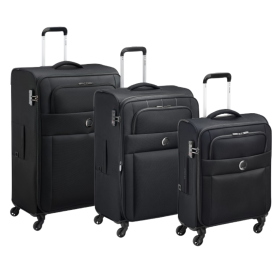 Koferi 55cm, 66cm i 78 cm, meki, 4 točka, crni, SET 3/1 CUZCO DELSEY